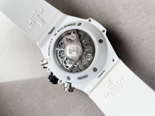 Big Bang Unico White Ceramic HBF 1:1 Best Edition Black Skeleton Dial on Whtie Rubber Strap A1242 - Image 11