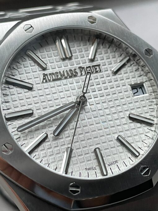 Royal Oak 41mm 15510 "50th Anniversary" SS ZF 1:1 Best Edition White Textured Dial on SS Bracelet A4302 - Image 7