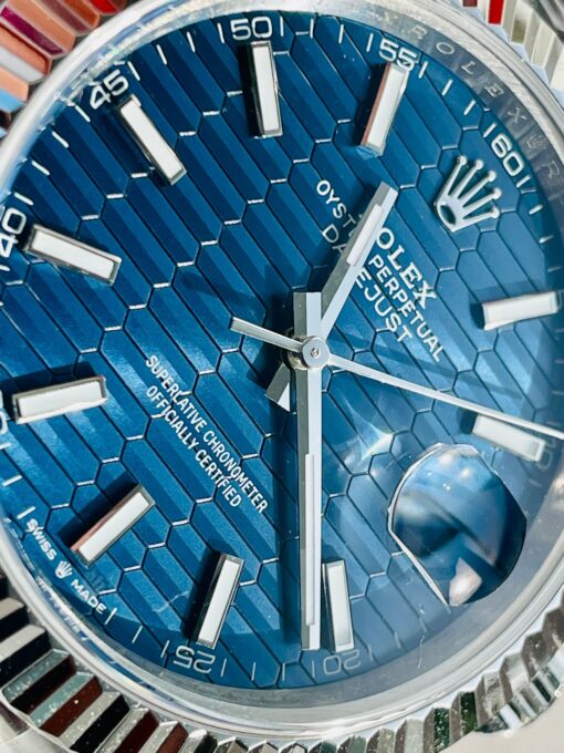 DateJust 41  SS GM Factory 1:1 Best Edition 904L Steel Blue Textured Dial on SS Jubilee bracelet - Image 7