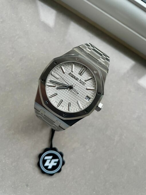 Royal Oak 41mm 15510 "50th Anniversary" SS ZF 1:1 Best Edition White Textured Dial on SS Bracelet A4302 - Image 8