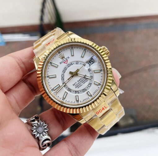 Sky-Dweller 326934 SS Noob 1:1 Best Edition White Dial on Gold SS Bracelet A23J