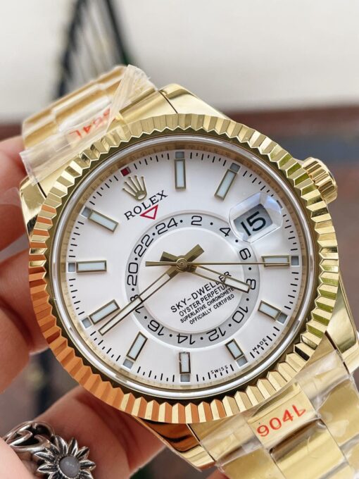 Sky-Dweller 326934 SS Noob 1:1 Best Edition White Dial on Gold SS Bracelet A23J - Image 2