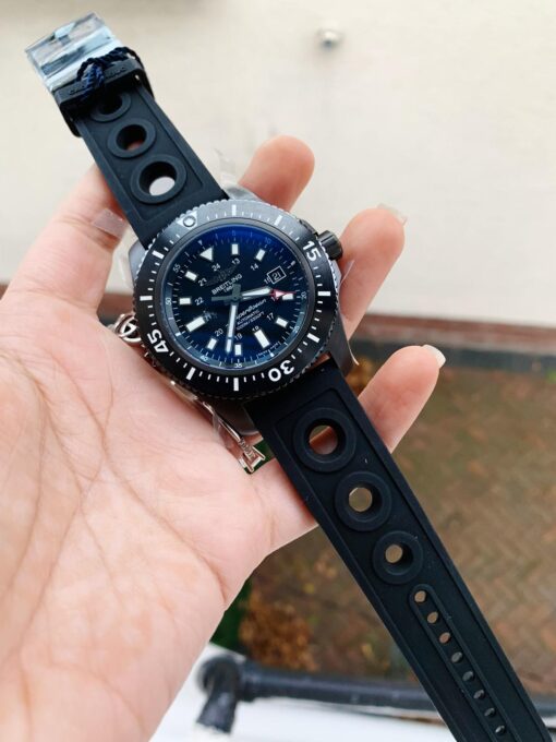 Superocean 44mm Special PVD GF 1:1 Best Edition Black Dial on Black Rubber