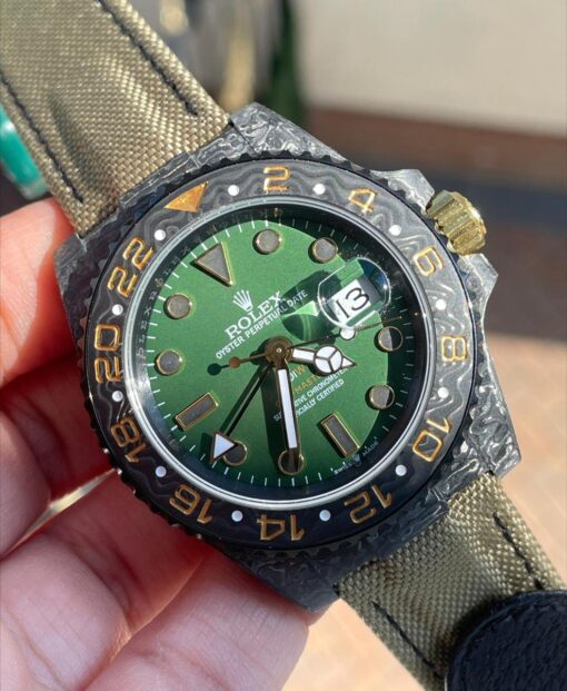 GMT DIW Carbon OMF Best Edition Green Dial on Yellow Nylon Strap SA3186 CHS