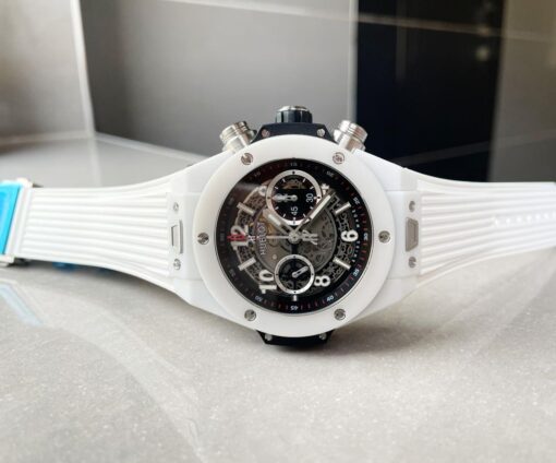 Big Bang Unico White Ceramic HBF 1:1 Best Edition Black Skeleton Dial on Whtie Rubber Strap A1242 - Image 3