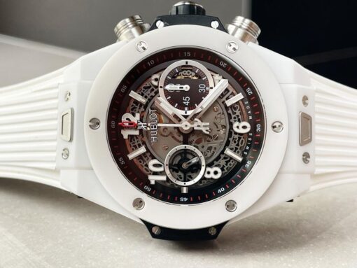 Big Bang Unico White Ceramic HBF 1:1 Best Edition Black Skeleton Dial on Whtie Rubber Strap A1242 - Image 4