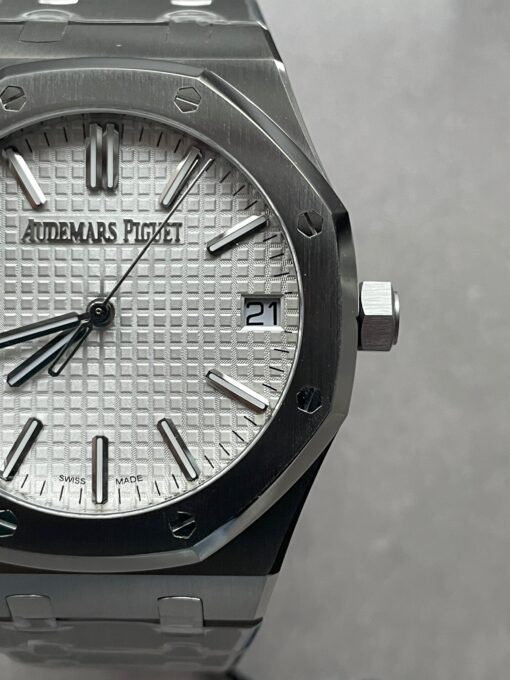 Royal Oak 41mm 15510 "50th Anniversary" SS ZF 1:1 Best Edition White Textured Dial on SS Bracelet A4302 - Image 3