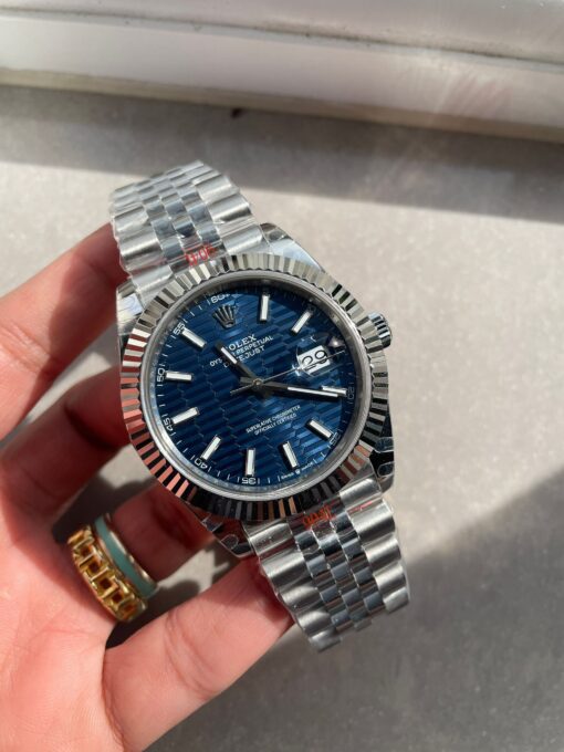 DateJust 41  SS GM Factory 1:1 Best Edition 904L Steel Blue Textured Dial on SS Jubilee bracelet