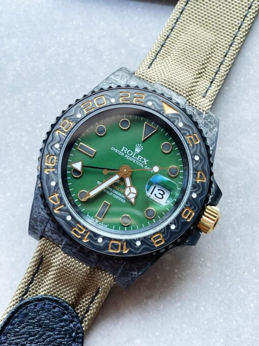 GMT DIW Carbon OMF Best Edition Green Dial on Yellow Nylon Strap SA3186 CHS - Image 2