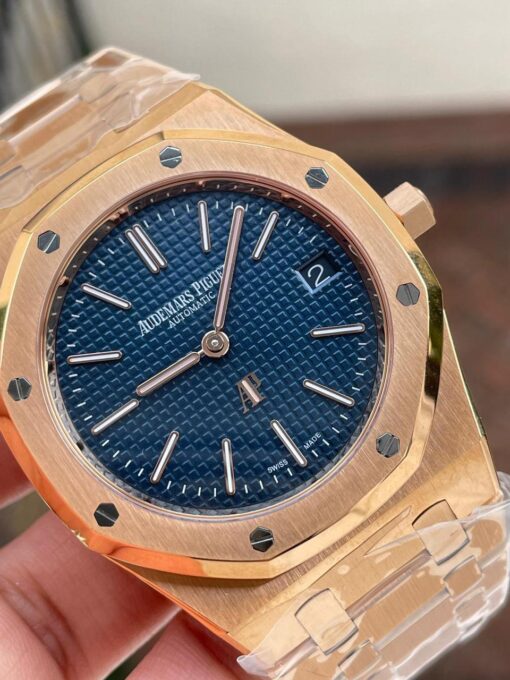 ROYAL OAK AP Jumbo 39MM 15202 RG ZF 1:1 BEST EDITION BLUE TEXTURED DIAL ON RG BRACELET A2121 - Image 4