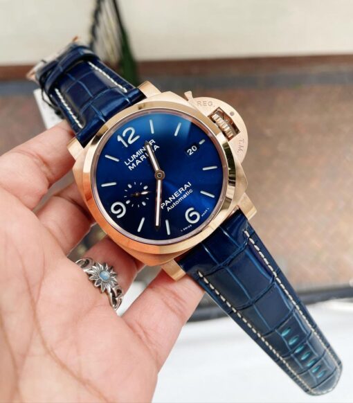 PAM1112 V GMT RG VSF 1:1 Best Edition Blue Dial on Blue Leather Strap P.9010