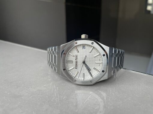 Royal Oak 41mm 15510 "50th Anniversary" SS ZF 1:1 Best Edition White Textured Dial on SS Bracelet A4302 - Image 5