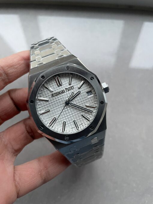 Royal Oak 41mm 15510 "50th Anniversary" SS ZF 1:1 Best Edition White Textured Dial on SS Bracelet A4302