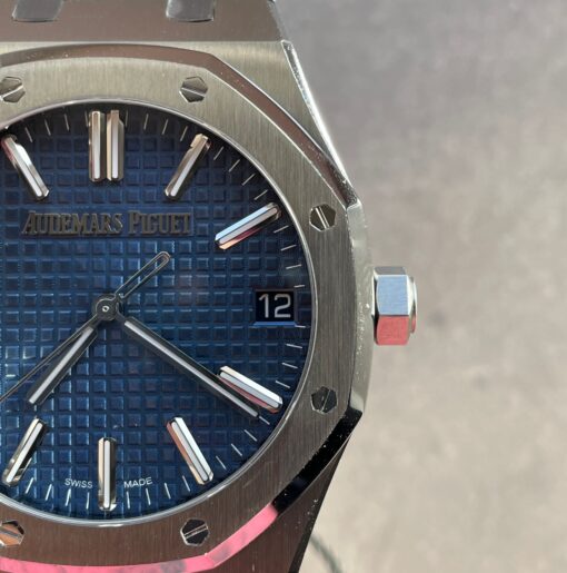 Royal Oak 41mm 15510 “50th Anniversary” SS ZF 1:1 Best Edition Blue Textured Dial on SS Bracelet A4302 - Image 5