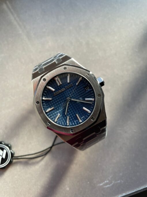 Royal Oak 41mm 15510 “50th Anniversary” SS ZF 1:1 Best Edition Blue Textured Dial on SS Bracelet A4302 - Image 8