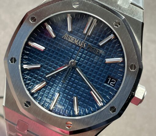 Royal Oak 41mm 15510 “50th Anniversary” SS ZF 1:1 Best Edition Blue Textured Dial on SS Bracelet A4302 - Image 12