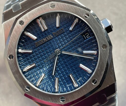 Royal Oak 41mm 15510 “50th Anniversary” SS ZF 1:1 Best Edition Blue Textured Dial on SS Bracelet A4302 - Image 16