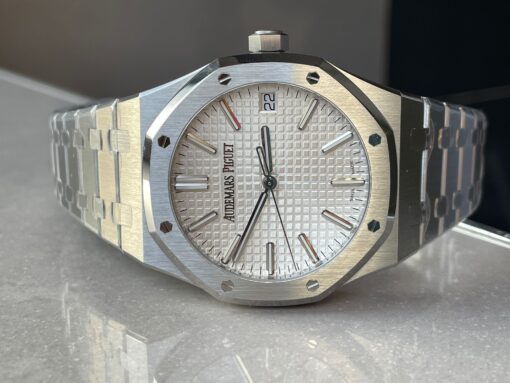 ROYAL OAK 41MM 15510 “50TH ANNIVERSARY” SS ZF 1:1 BEST EDITION WHITE TEXTURED DIAL ON SS BRACELET A4302 - Image 6