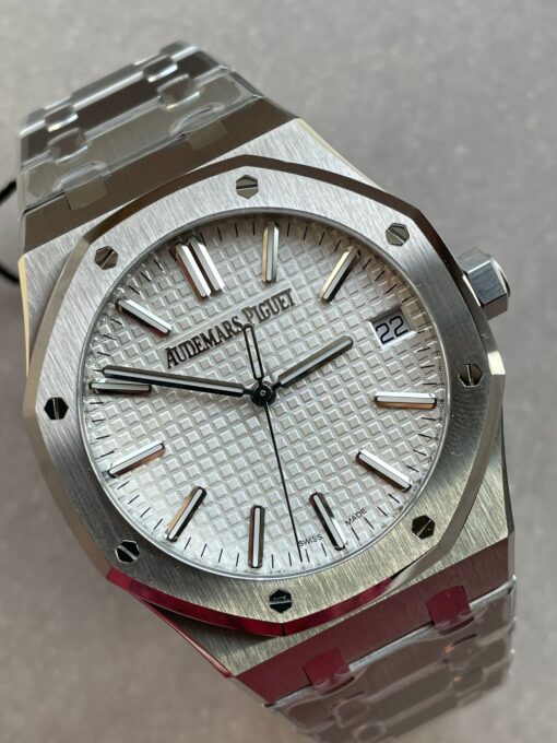 ROYAL OAK 41MM 15510 “50TH ANNIVERSARY” SS ZF 1:1 BEST EDITION WHITE TEXTURED DIAL ON SS BRACELET A4302 - Image 9