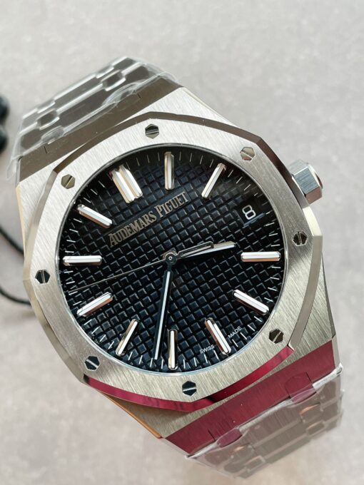 ROYAL OAK 41MM 15510 “50TH ANNIVERSARY” SS ZF 1:1 BEST EDITION BLACK TEXTURED DIAL ON SS BRACELET A4302 - Image 4