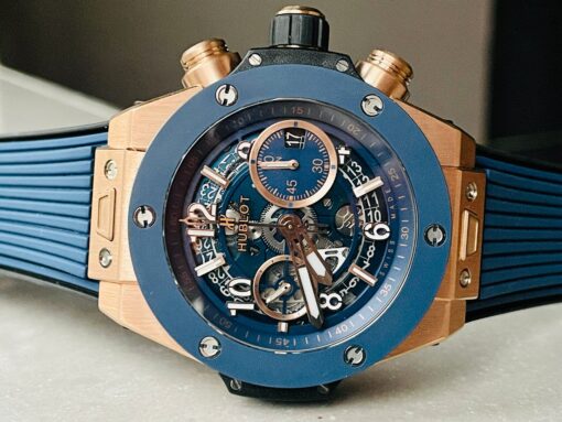 Hublot Big Bang Unico Rose Gold ZF 1:1 Best Blue Skeleton Dial on Rubber Strap A1280 - Image 10