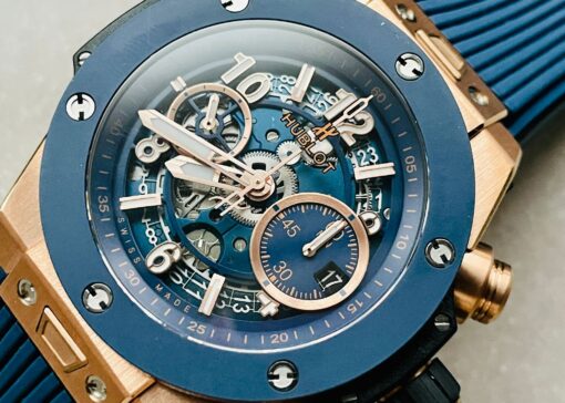 Hublot Big Bang Unico Rose Gold ZF 1:1 Best Blue Skeleton Dial on Rubber Strap A1280 - Image 7