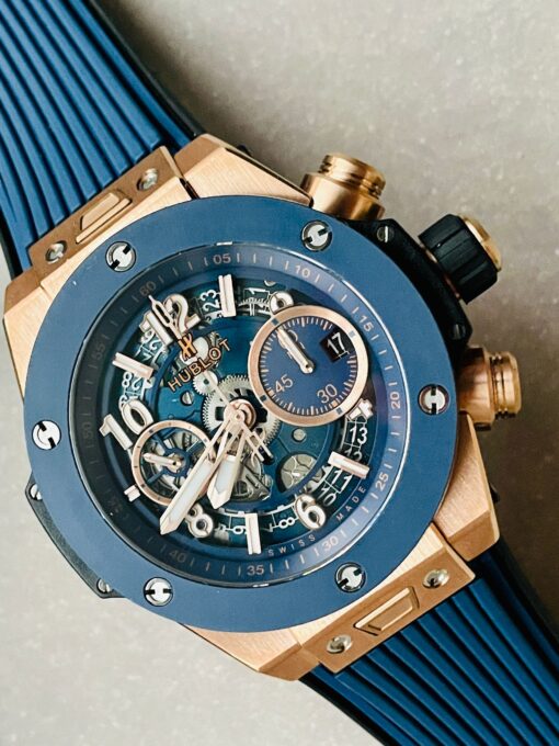 Hublot Big Bang Unico Rose Gold ZF 1:1 Best Blue Skeleton Dial on Rubber Strap A1280 - Image 8