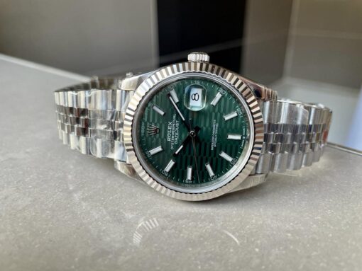 Datejust 41mm 126334 904L SS Fluted Bezel Patterned Green motif Dial on SS Jubilee Bracelet VSF VS3235 Reference R2DJ0190 - Image 6