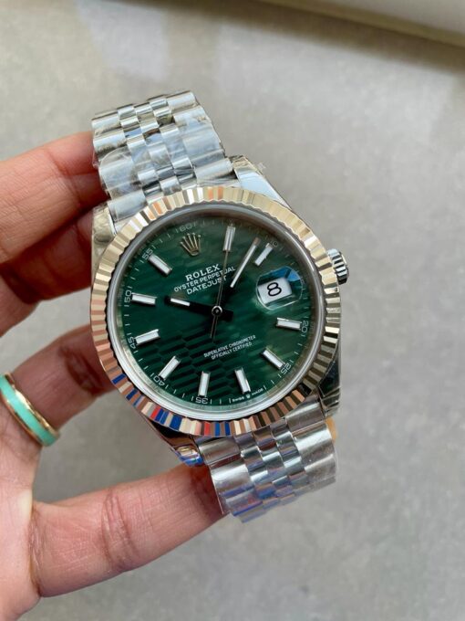 Datejust 41mm 126334 904L SS Fluted Bezel Patterned Green motif Dial on SS Jubilee Bracelet VSF VS3235 Reference R2DJ0190 - Image 7