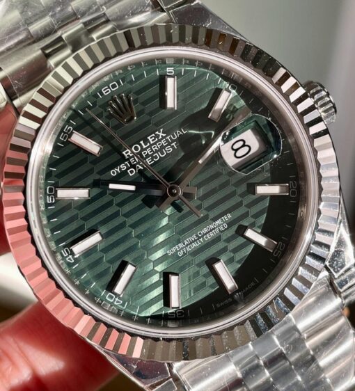 Datejust 41mm 126334 904L SS Fluted Bezel Patterned Green motif Dial on SS Jubilee Bracelet VSF VS3235 Reference R2DJ0190 - Image 5