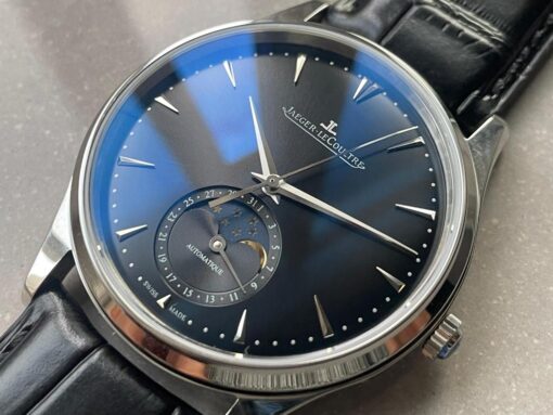 Master Ultra Thin Moon SS Black Dial on Black Leather Strap GF V4 MY9015 - Image 4