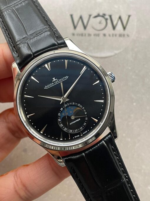 Master Ultra Thin Moon SS Black Dial on Black Leather Strap GF V4 MY9015 - Image 3