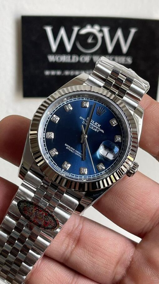 Datejust 41mm 126334 904L SS Fluted Bezel Blue Dial on SS Jubilee Bracelet Clean VR3235 - Image 3