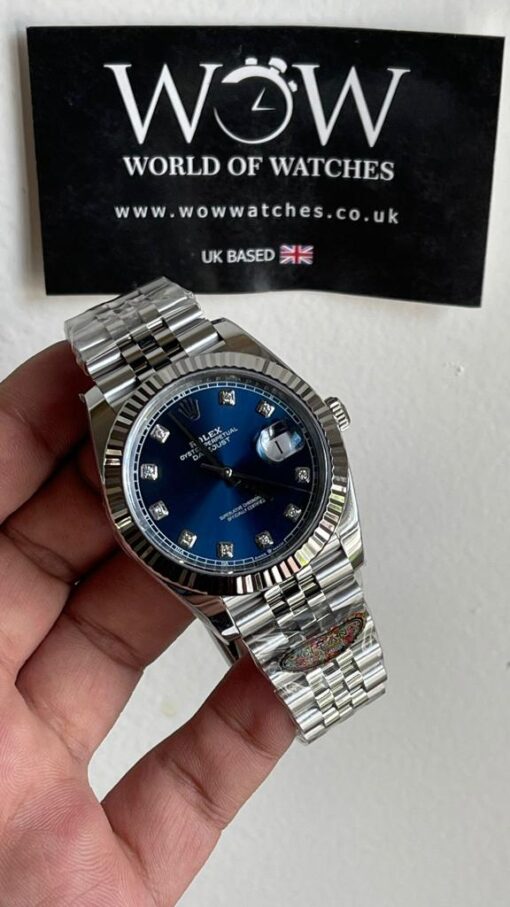 Datejust 41mm 126334 904L SS Fluted Bezel Blue Dial on SS Jubilee Bracelet Clean VR3235