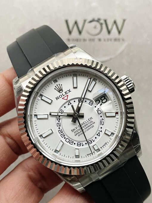 Sky-Dweller 326934 904L SS Noob 1:1 Best Edition White Dial on Black Rubber Strap Asian 23J to 9001 - Image 4