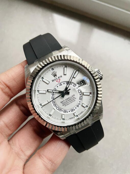 Sky-Dweller 326934 904L SS Noob 1:1 Best Edition White Dial on Black Rubber Strap Asian 23J to 9001 - Image 3