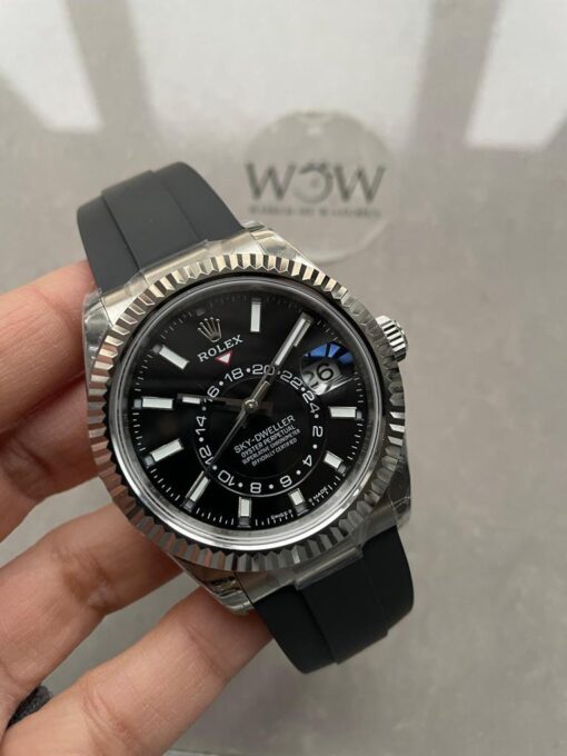 Sky-Dweller 326934 904L SS Noob 1:1 Best Edition Black Dial on Black Rubber Strap Asian 23J to 9001