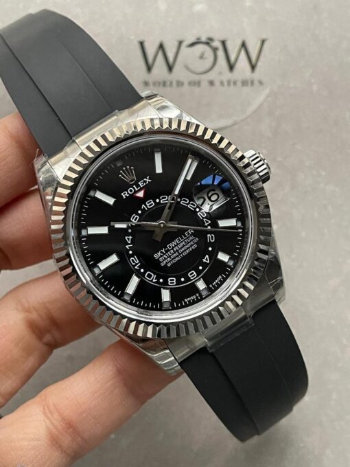 Sky-Dweller 326934 904L SS Noob 1:1 Best Edition Black Dial on Black Rubber Strap Asian 23J to 9001 - Image 5