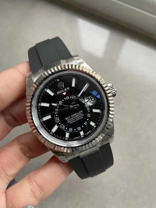 Sky-Dweller 326934 904L SS Noob 1:1 Best Edition Black Dial on Black Rubber Strap Asian 23J to 9001 - Image 3