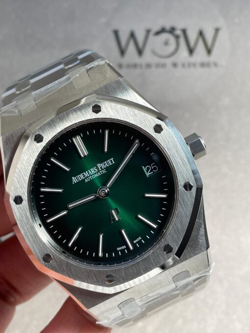 Royal Oak 39mm 16202 "50th Anniversary" SS ZF 1:1 Best Edition Green Textured Dial on SS Bracelet A7121 - Image 3