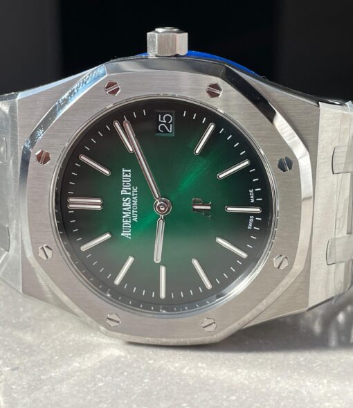 Royal Oak 39mm 16202 "50th Anniversary" SS ZF 1:1 Best Edition Green Textured Dial on SS Bracelet A7121 - Image 7