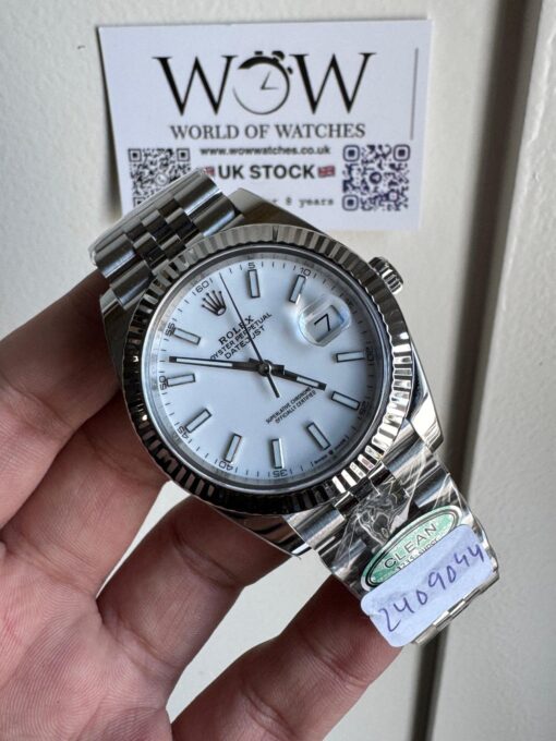 Clean Datejust 41 904L SS Fluted Bezel White Dial on SS Jubilee Bracelet Clean VR3235