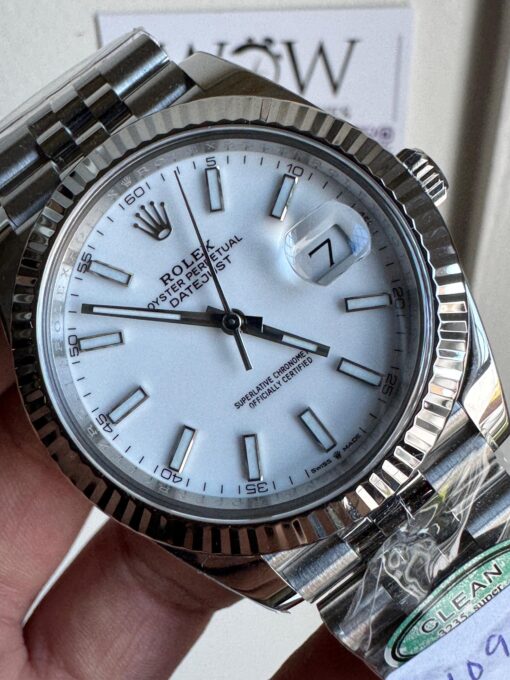 Clean Datejust 41 904L SS Fluted Bezel White Dial on SS Jubilee Bracelet Clean VR3235 - Image 2