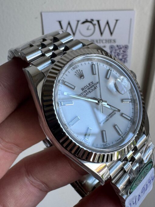 Clean Datejust 41 904L SS Fluted Bezel White Dial on SS Jubilee Bracelet Clean VR3235 - Image 4